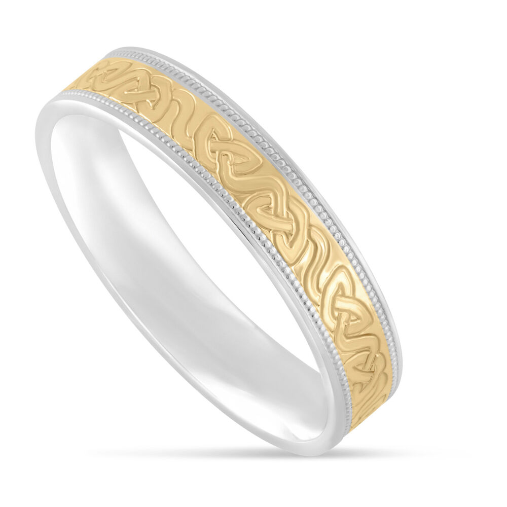9ct Gold and Sterling Silver 5mm Celtic 5mm Wedding Ring