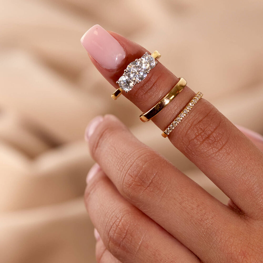 Born 18ct Yellow Gold 0.20ct Lab Grown Diamond Claw Set Half Eternity Wedding Ring