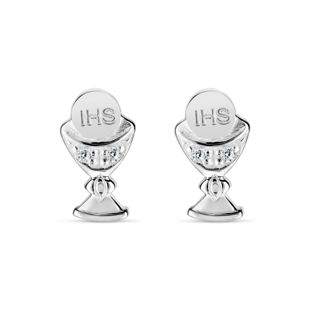 Sterling Silver and Cubic Zirconia Chalice Earrings image number 0