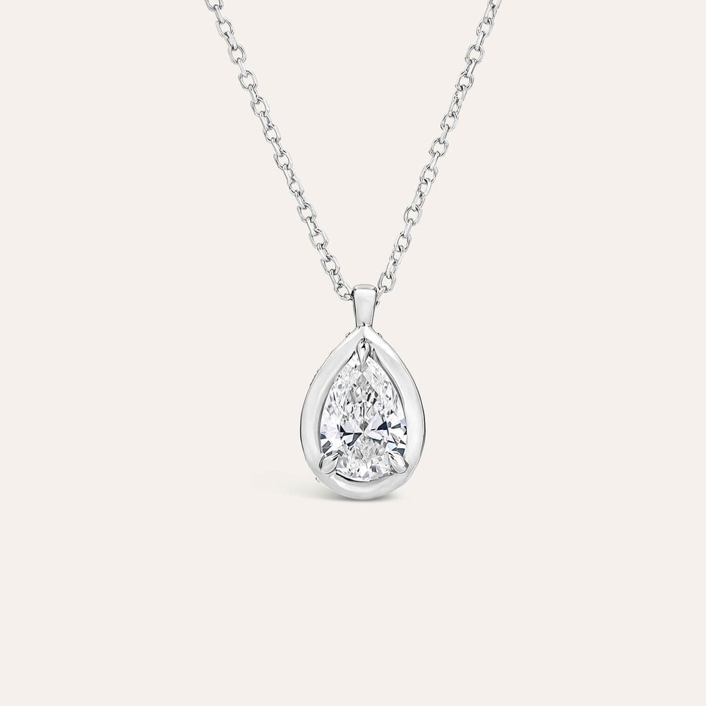 Born Orbit 9ct White Gold Lab Grown 0.82ct Oval Diamond Pendant