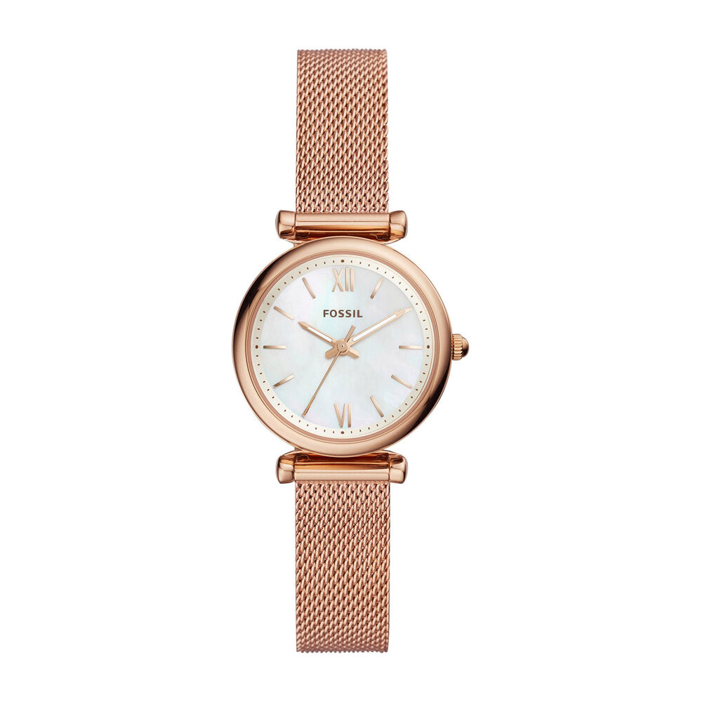 Fossil Mini Carlie Pearl & Rose Gold 28mm Ladies' Watch image number 0