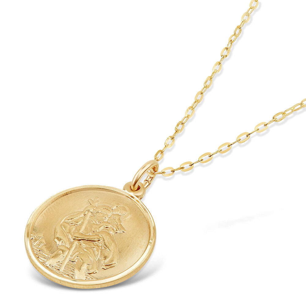 9ct Yellow Gold Round St Christopher's Medal Pendant (Chain Included) image number 2