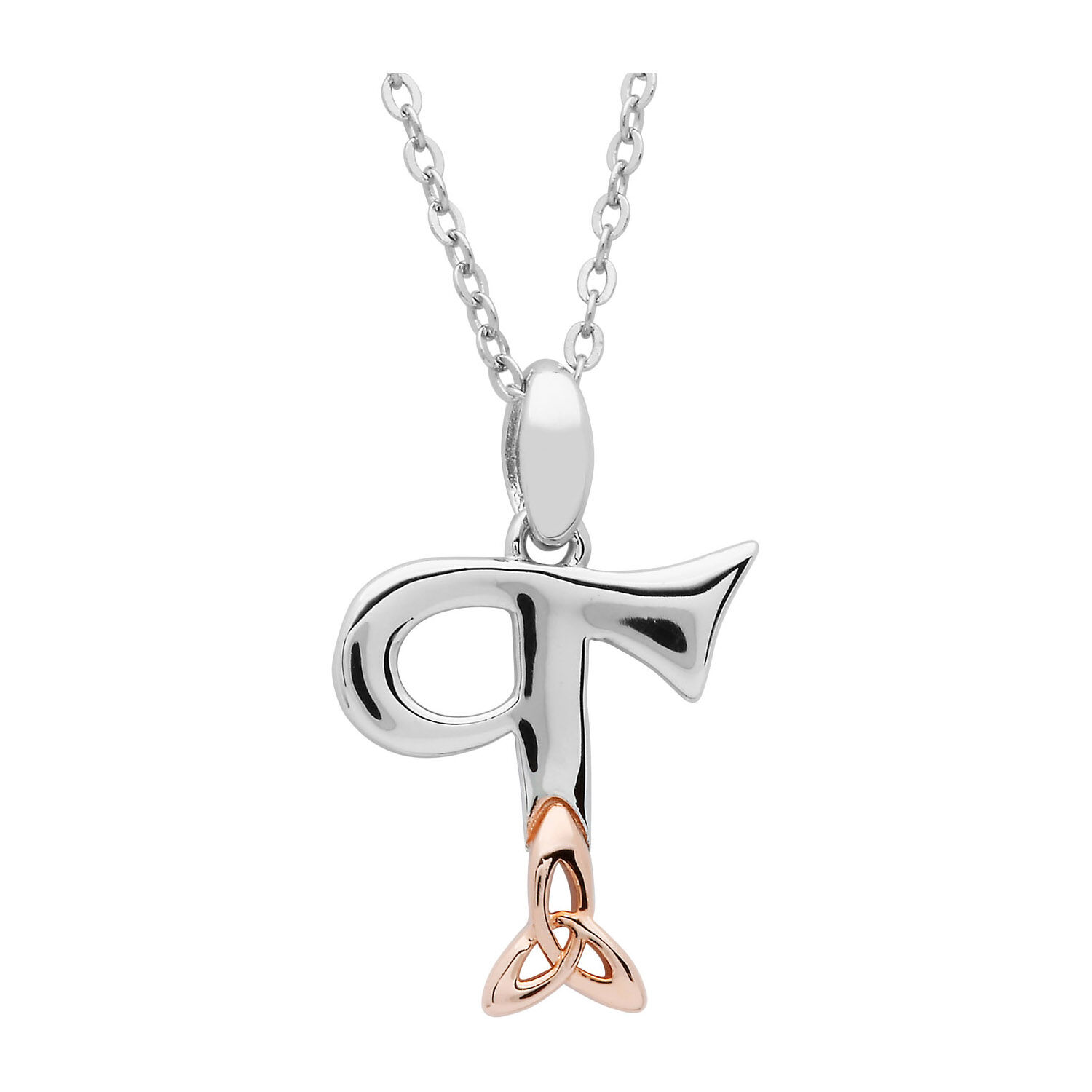 Sterling Silver Celtic T Initial Pendant