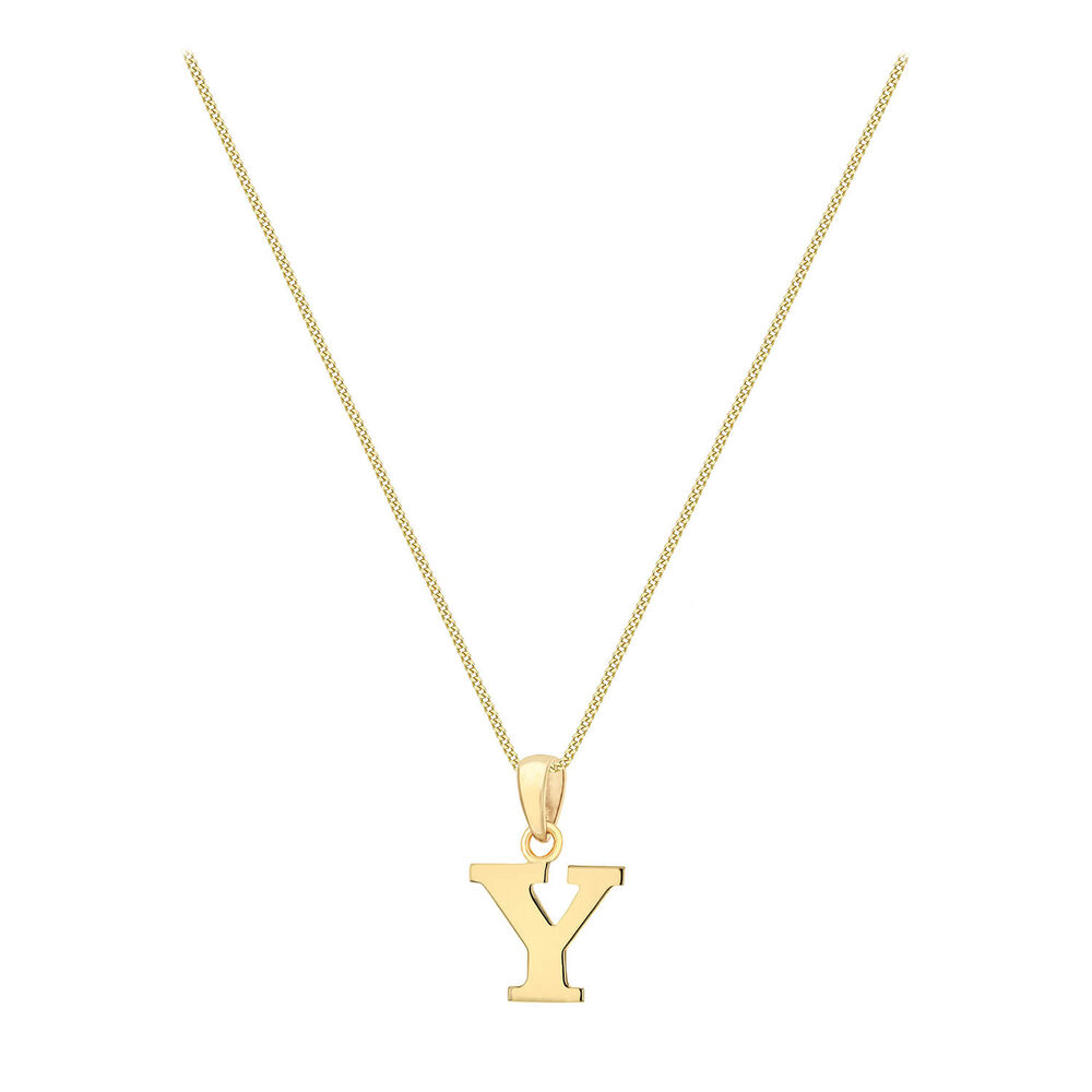 9ct Yellow Gold Plain Initial Y Pendant (Special Order) (Chain Included)