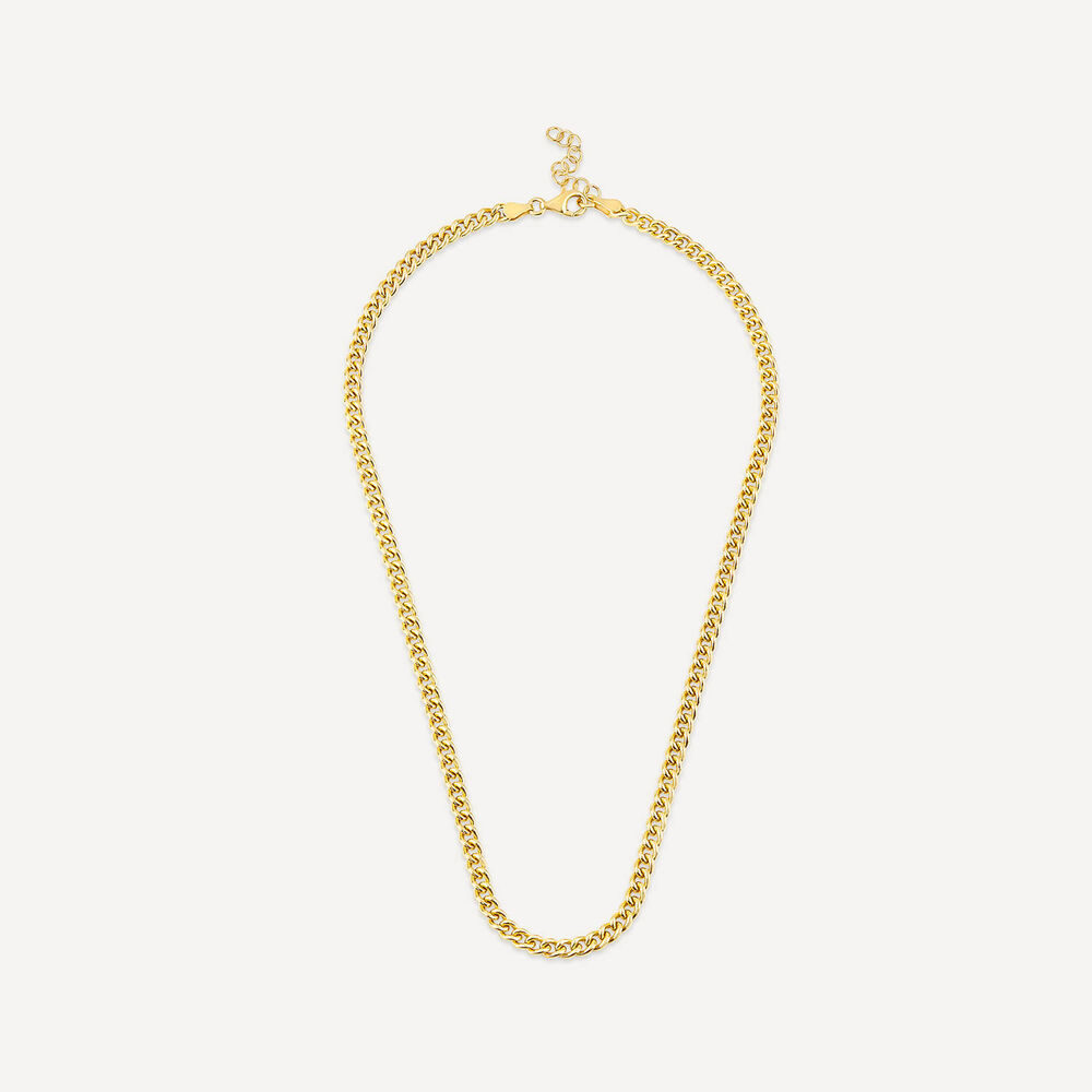 Sterling Silver & Yellow Gold Plated Tight Curb Necklet image number 2