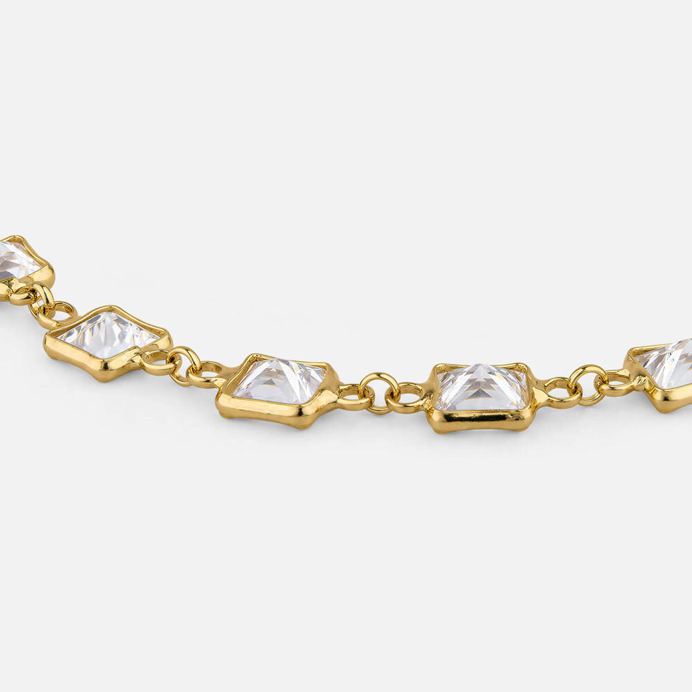 Yellow Gold Plated Sterling Silver Rectangular Cubic Zirconia Series Bracelet