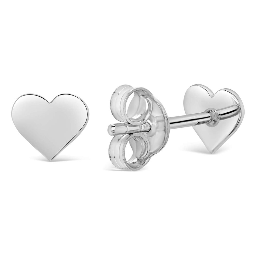 Ladies Sterling Silver Flat Polished Heart 6mm Stud Earrings image number 2