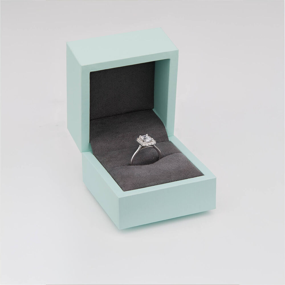 Born Platinum 1.20 Lab Grown Emerald Cut Halo Diamond Ring image number 4