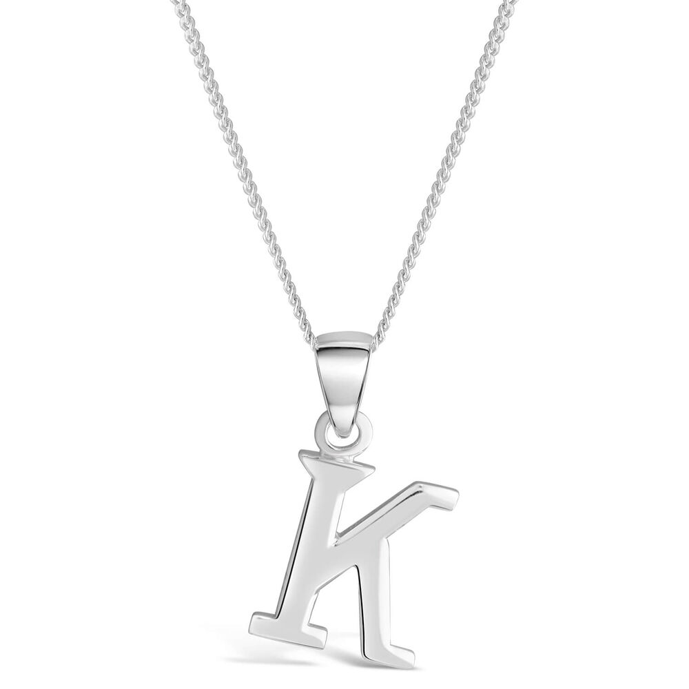 Sterling Silver Block Initial K Pendant (Special Order)