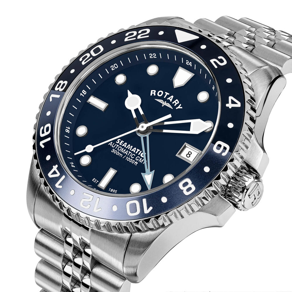 Rotary Seamatic GMT 300M 42mm Blue Dial Stainless Steel Bracelet Watch