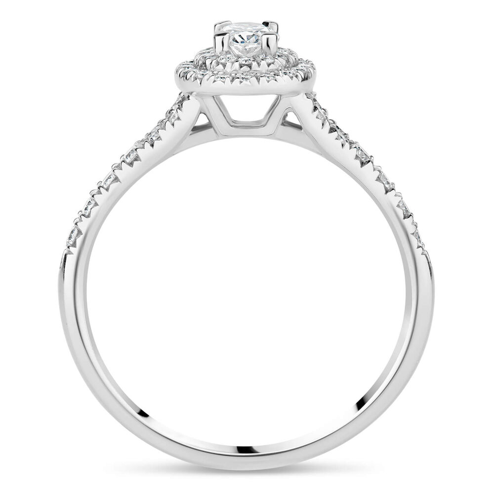 18ct White Gold 0.70 Carat Oval Diamond Double Halo Ring image number 2