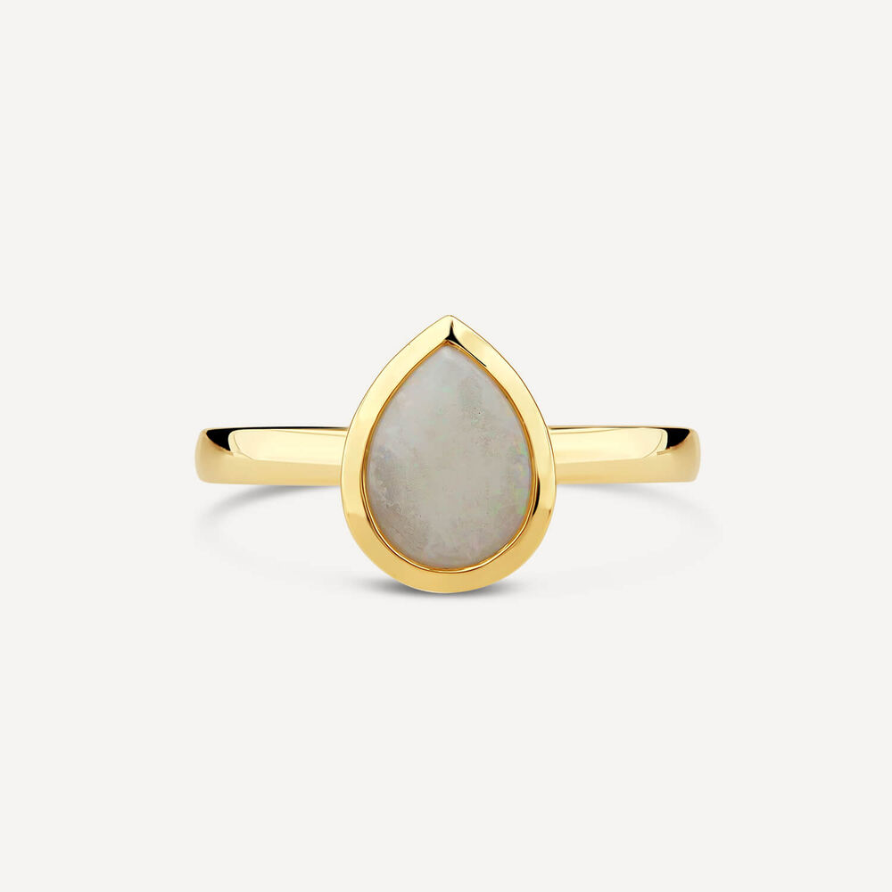 9ct Yellow Gold Teardrop Opal Gold Frame Ring