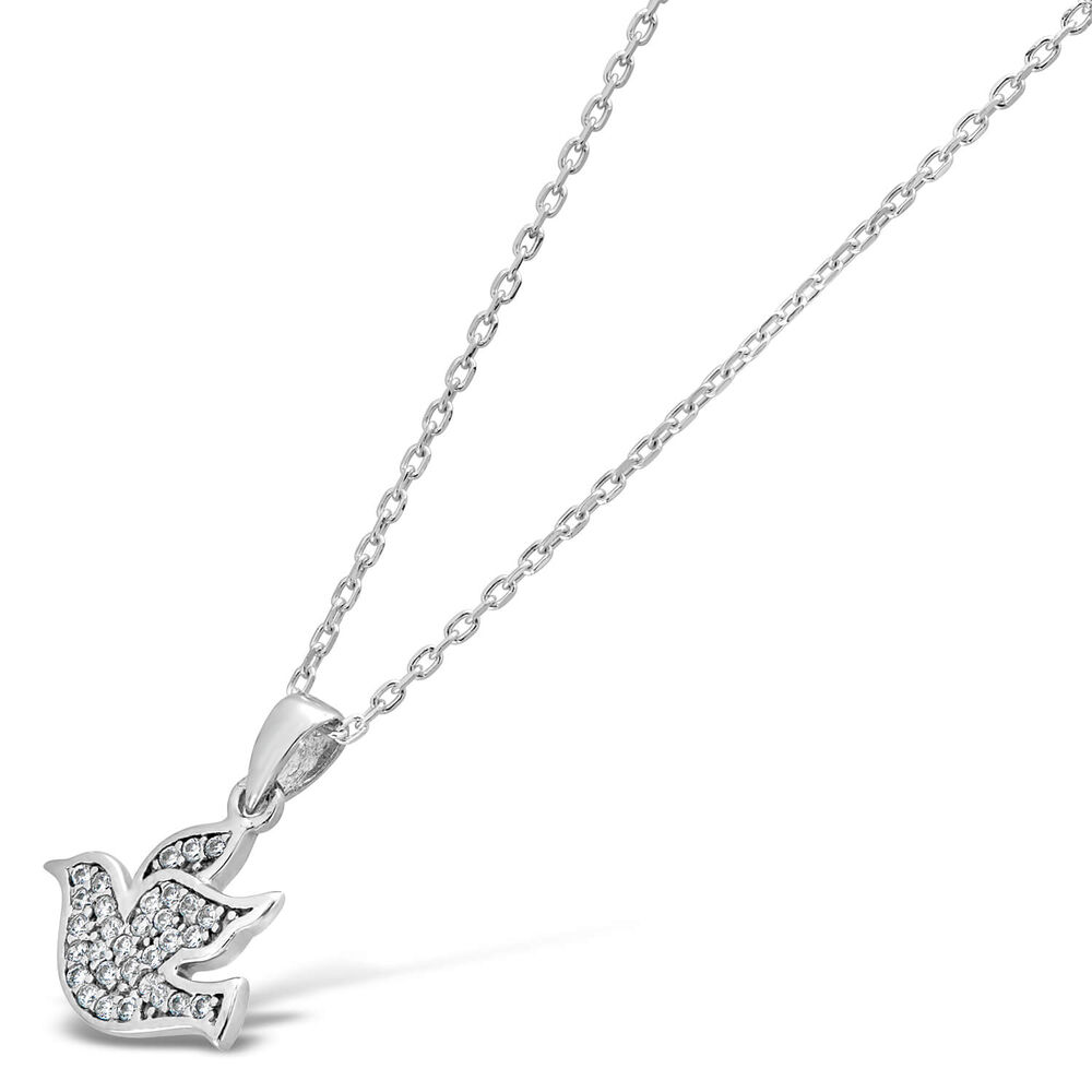 Sterling Silver Cubic Zirconia Dove Pendant image number 1