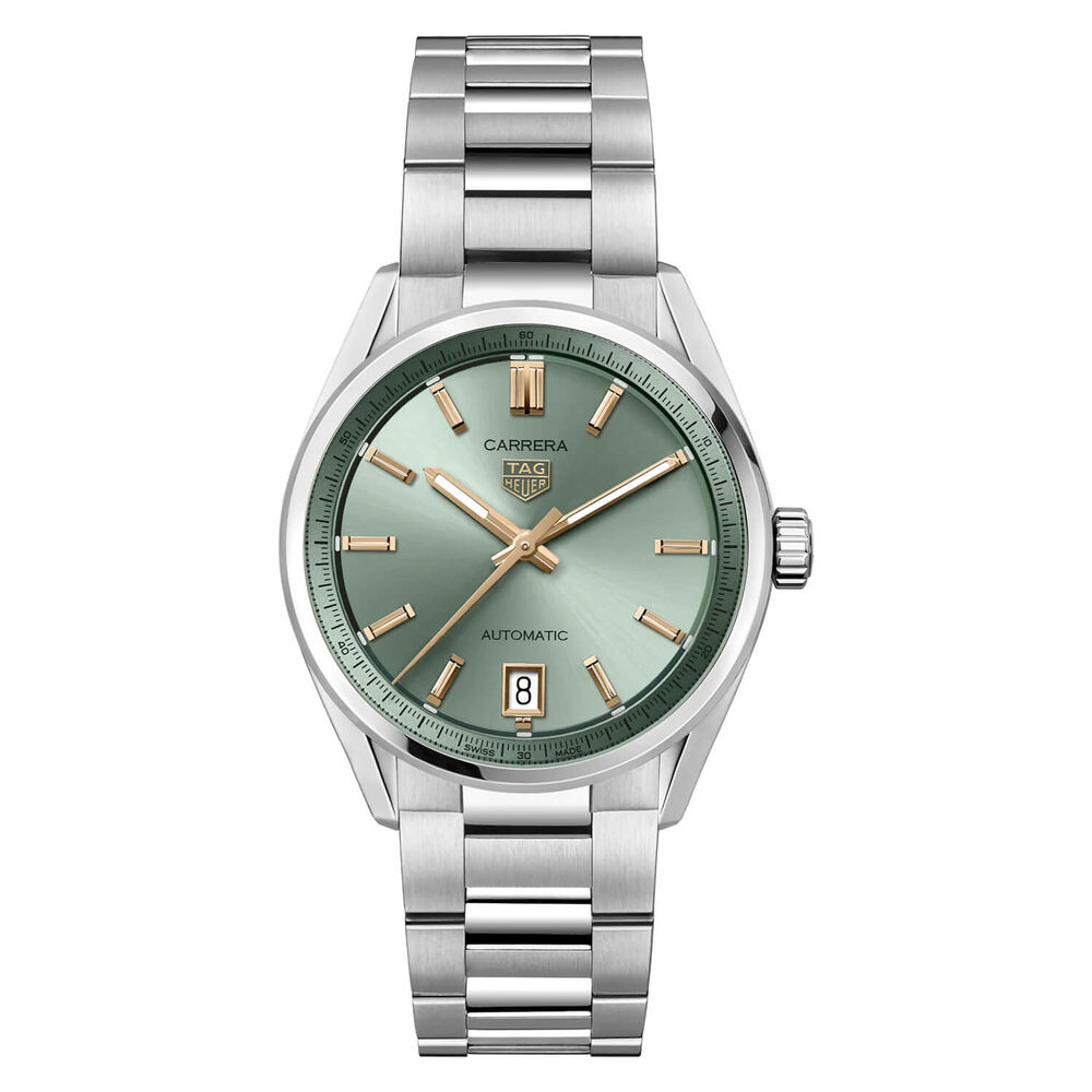 TAG Heuer Carrera 36mm Green Dial Rose Gold Index Bracelet Watch