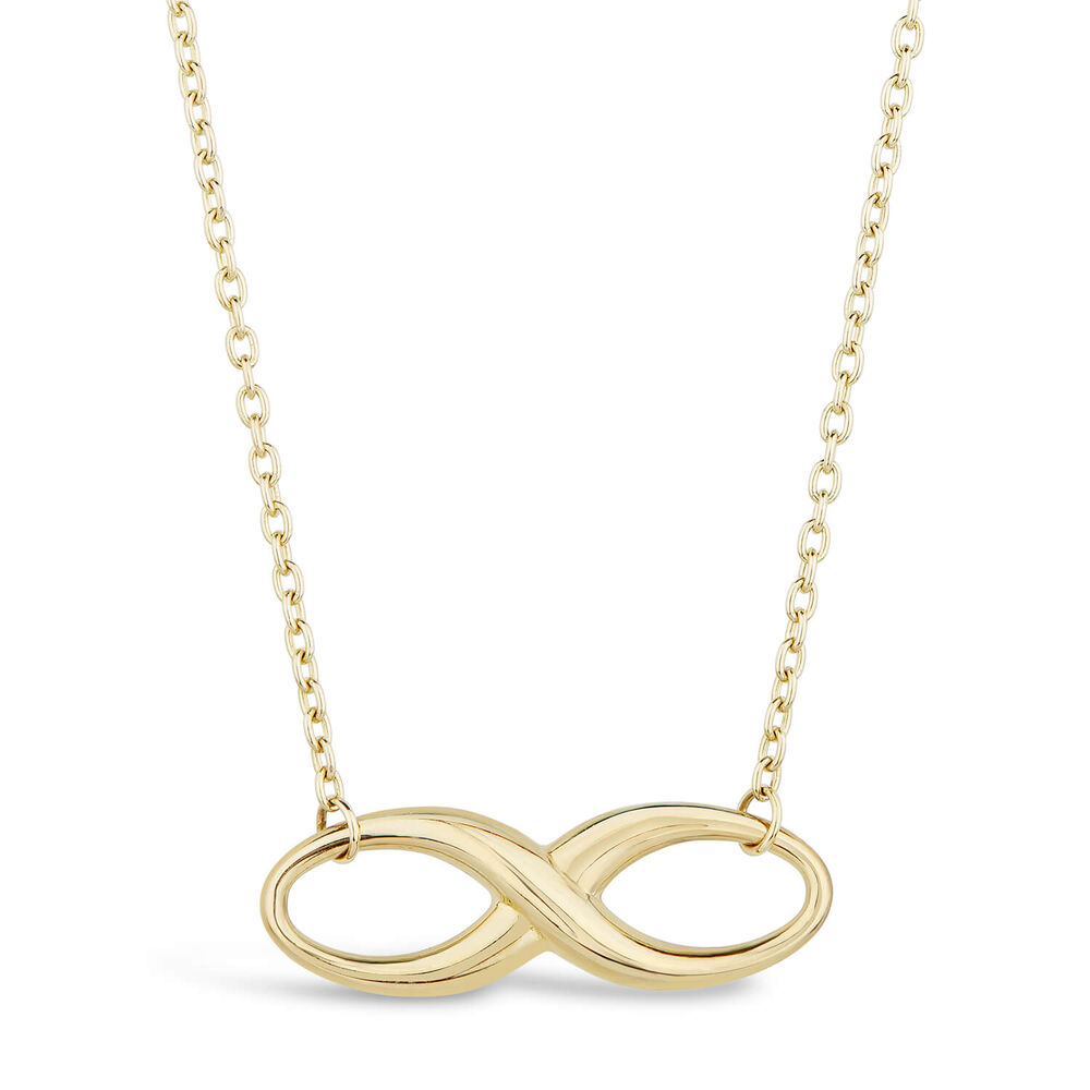 Ladies 9ct Plain Infinity Chain Necklace image number 0