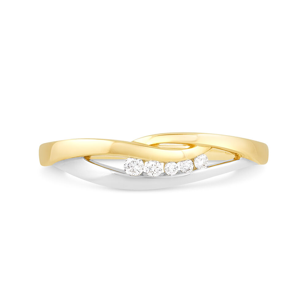 Ladies 9ct Yellow and White Gold Diamond Dress Ring image number 1