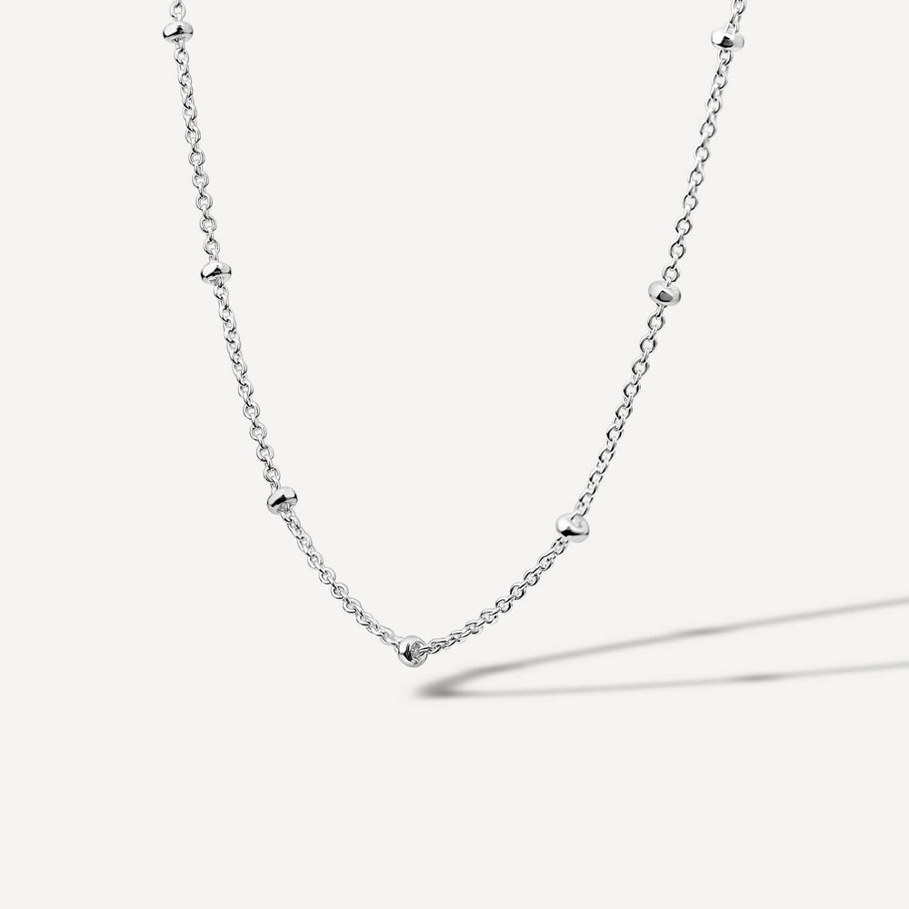 Sterling Silver Beaded Trace Chain Necklace image number 1