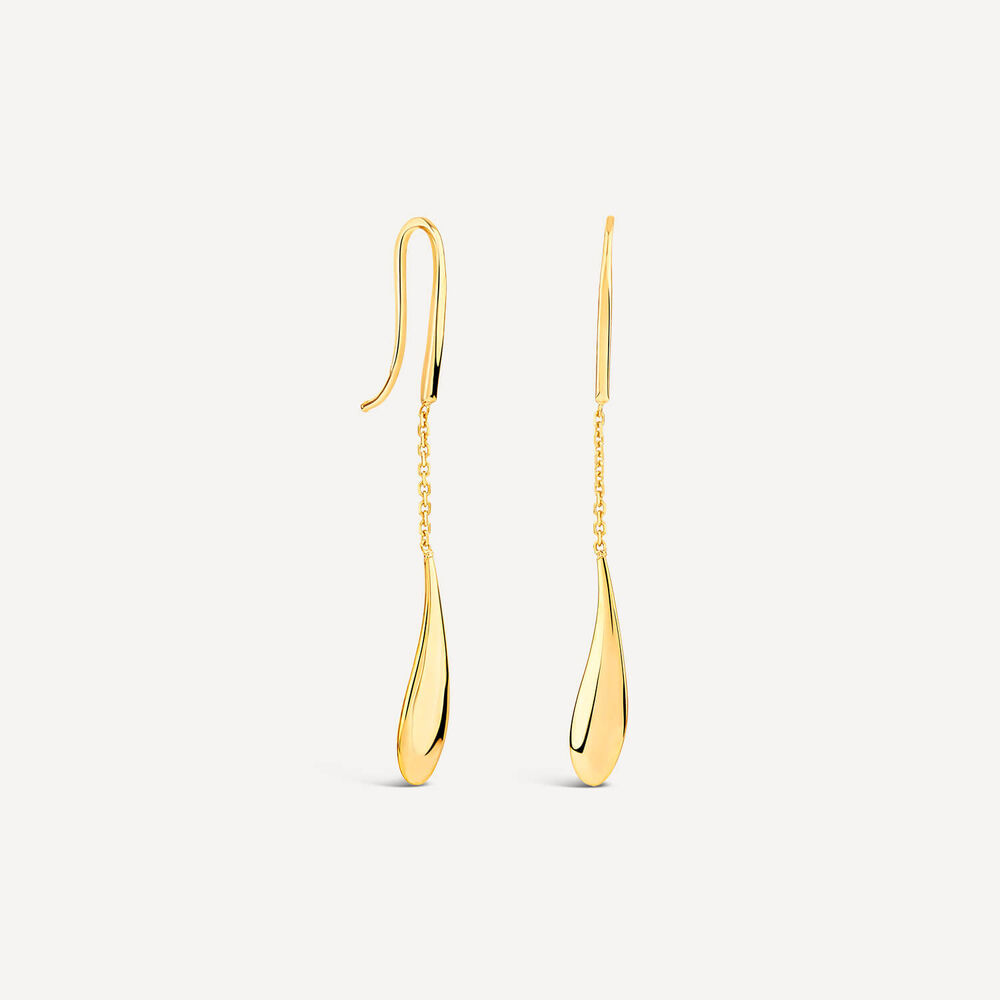 9ct Yellow Gold Polished Teardrop Drop Earrings image number 1
