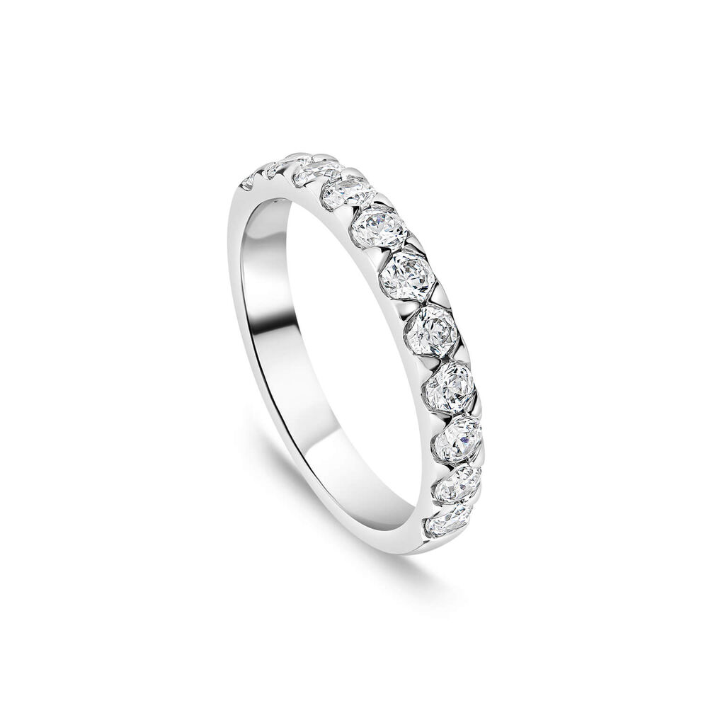 18ct White Gold 3mm 0.70ct Diamond Triangle Claw Wedding Ring- (Special Order)