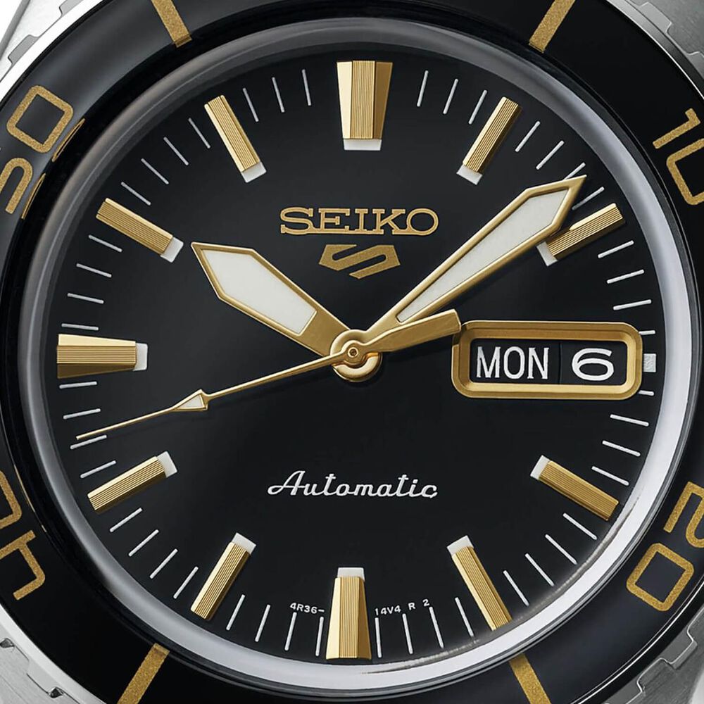 Seiko 5 Sports SKX-SNZH5 Blacktone Redux 42mm Black Dial Steel Bracelet Watch image number 1