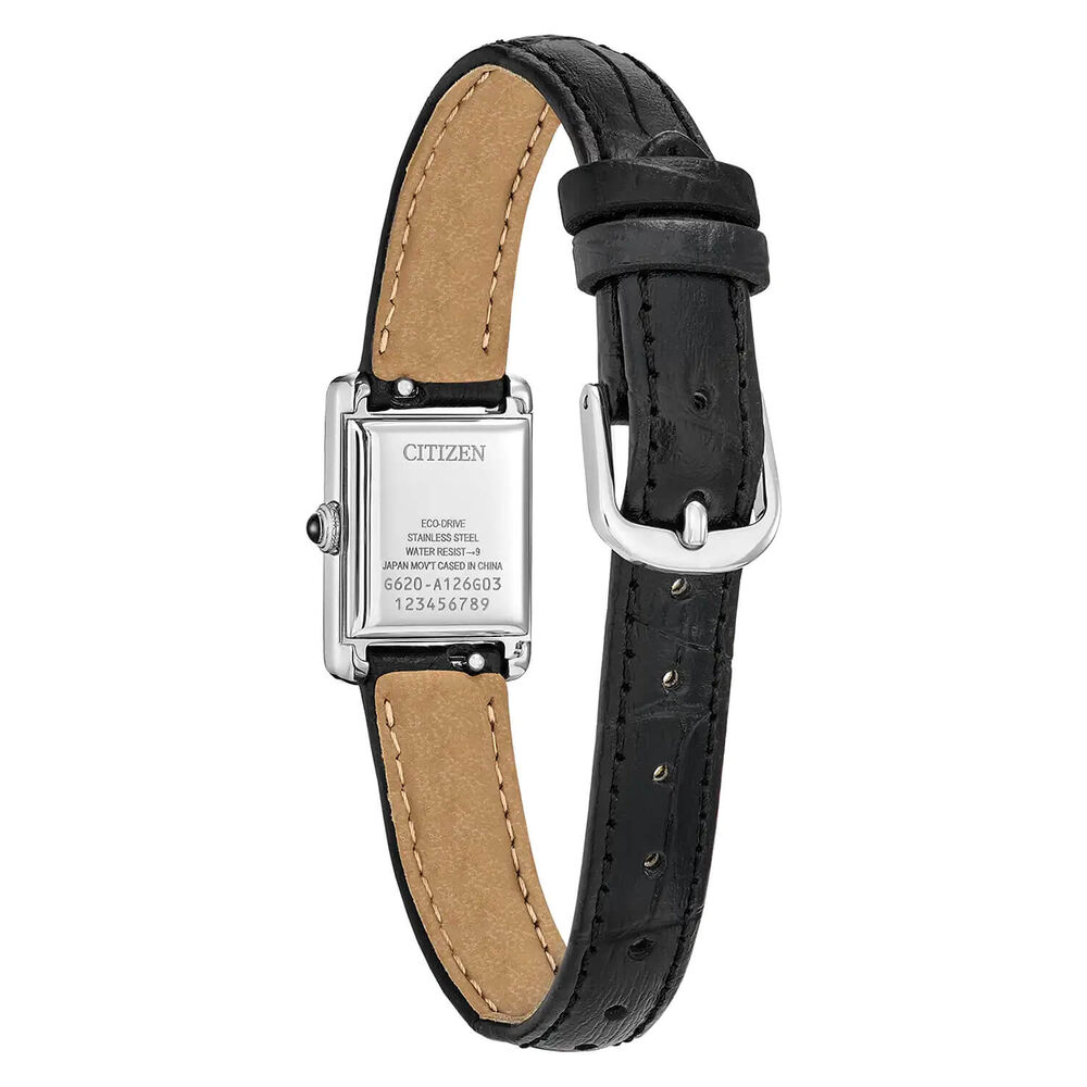 Citizen Fio Roma 24x17mm Silver Dial Black Leather Strap Watch