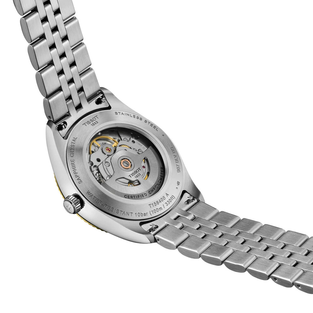 Tissot Ballade Powermatic 48 COSC 30mm Silver Dial Yellow Gold PVD Steel Bracelet Watch image number 3