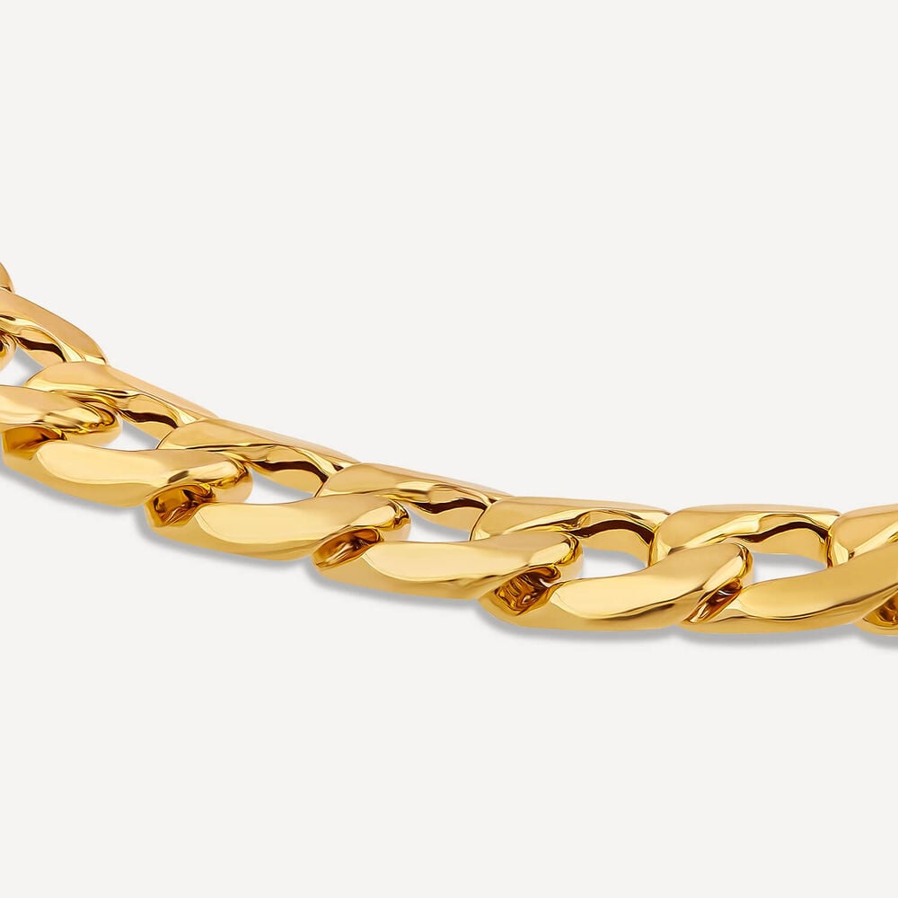 9ct Yellow Gold Diamond Cut Curb Chain Bracelet image number 2