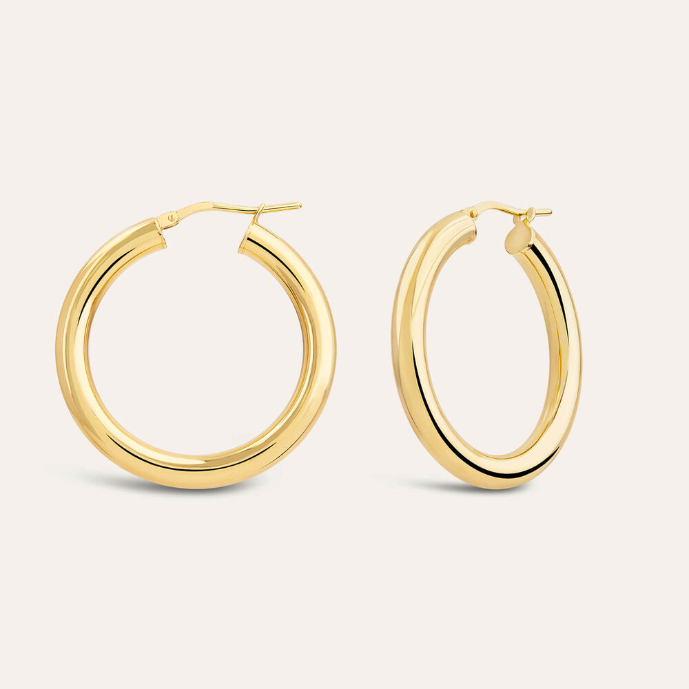 Yellow Gold Plated Sterling Silver 25mm Thick Hoop Earrings