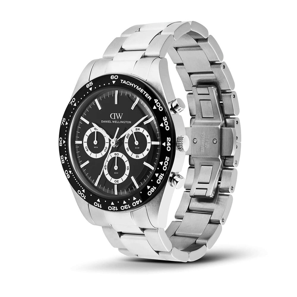 Daniel Wellington Iconic Tachymeter 42mm Black Dial Stainless Steel Bracelet Watch