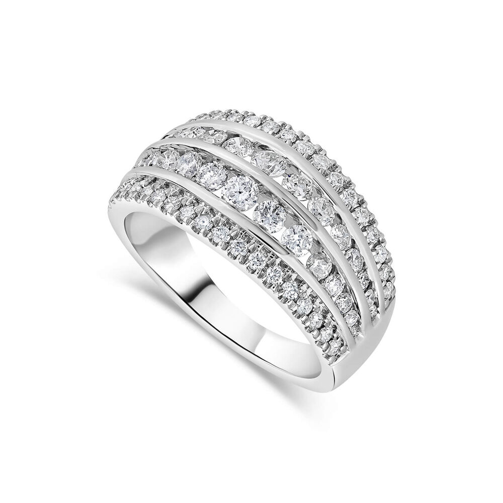 Platinum Four Row Chain Set 1.0 Carat Diamond Band Ring image number 0