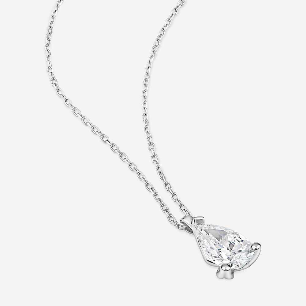 Born 9ct White Gold 1.00ct Lab Grown Pear Diamond Pendant image number 2