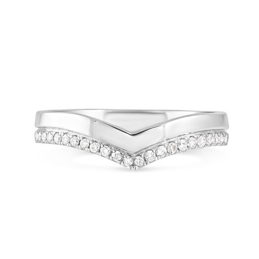 9ct White Gold 0.15ct Diamond Wishbone 3mm Ladies' Ring