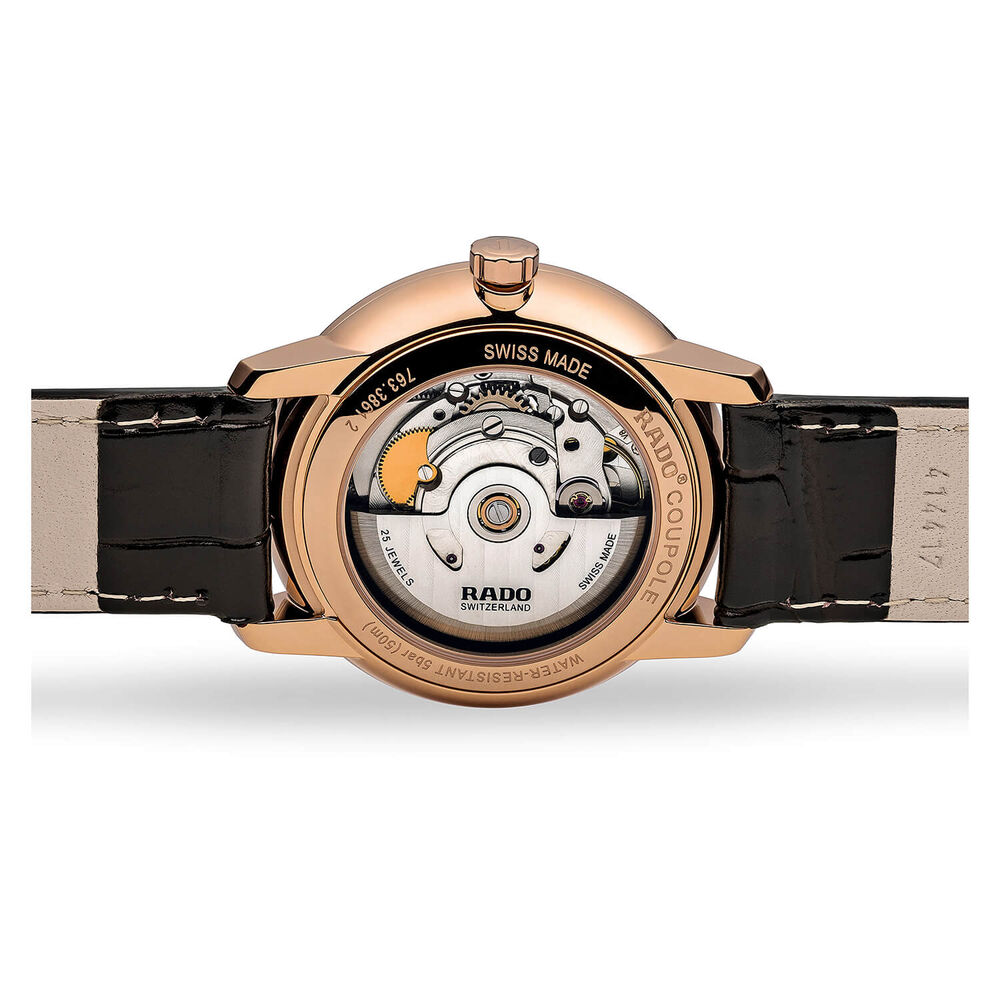 Rado Coupole Classic Automatic Black&Rose Batton Dial With Date Black Strap image number 2