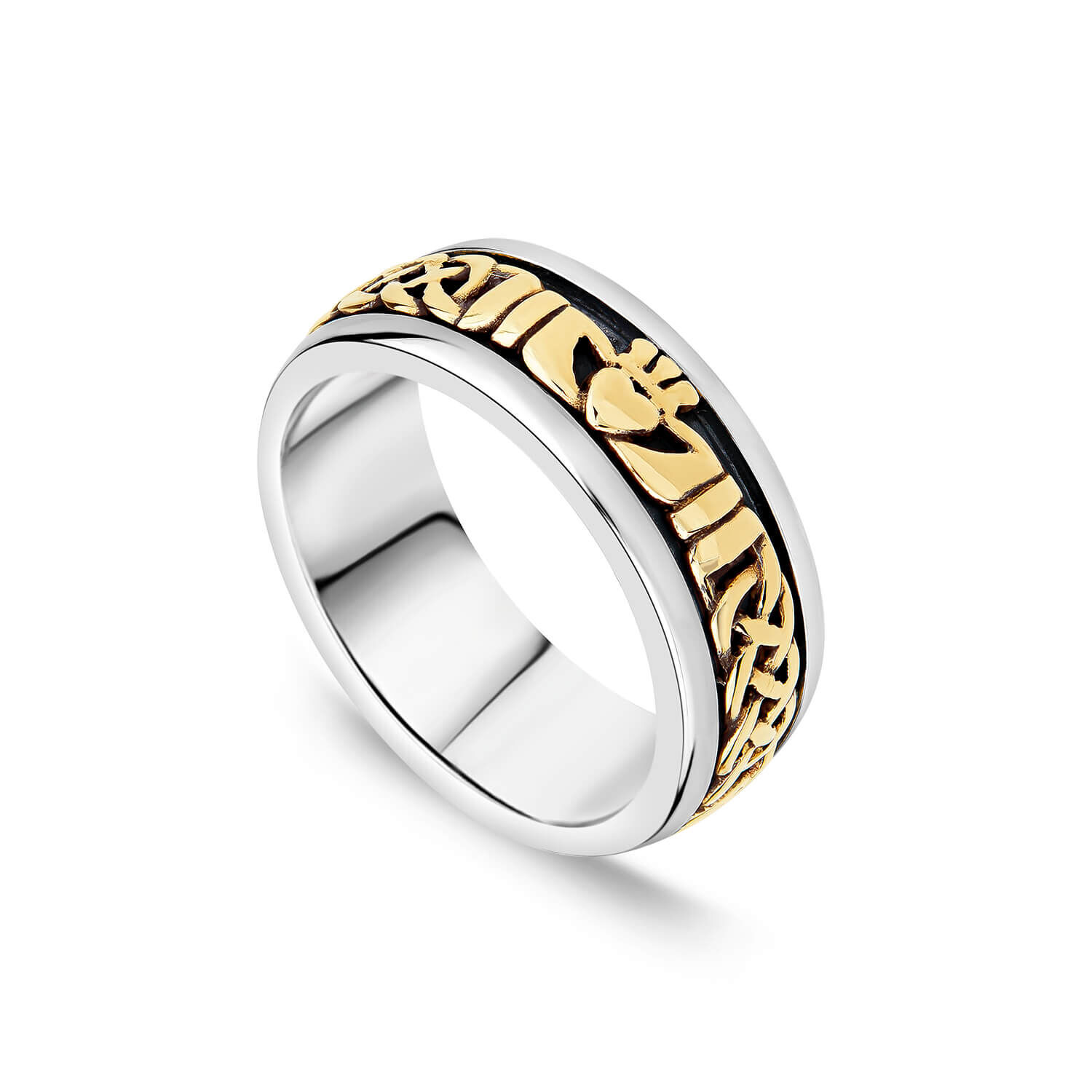 Mens 9ct gold claddagh ring on sale