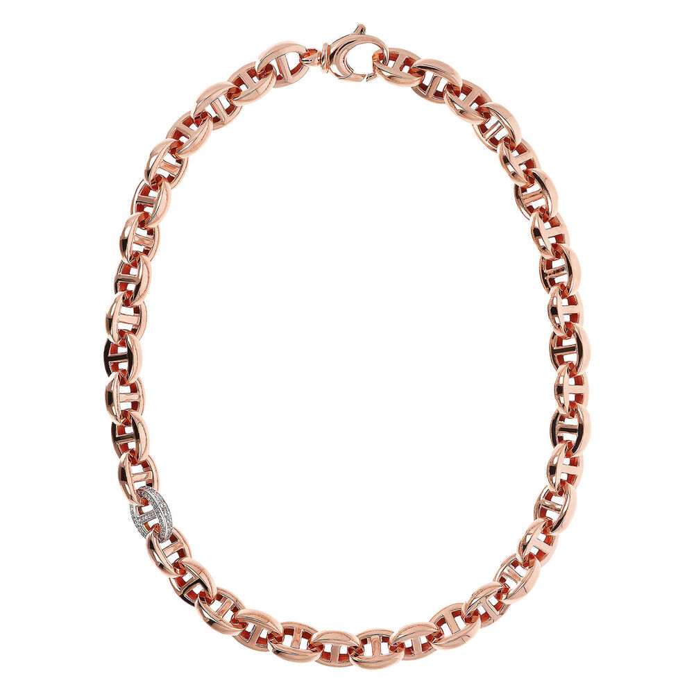Bronzallure Altissima Collection Anchor Link Cubic Zirconia Ladies Necklet