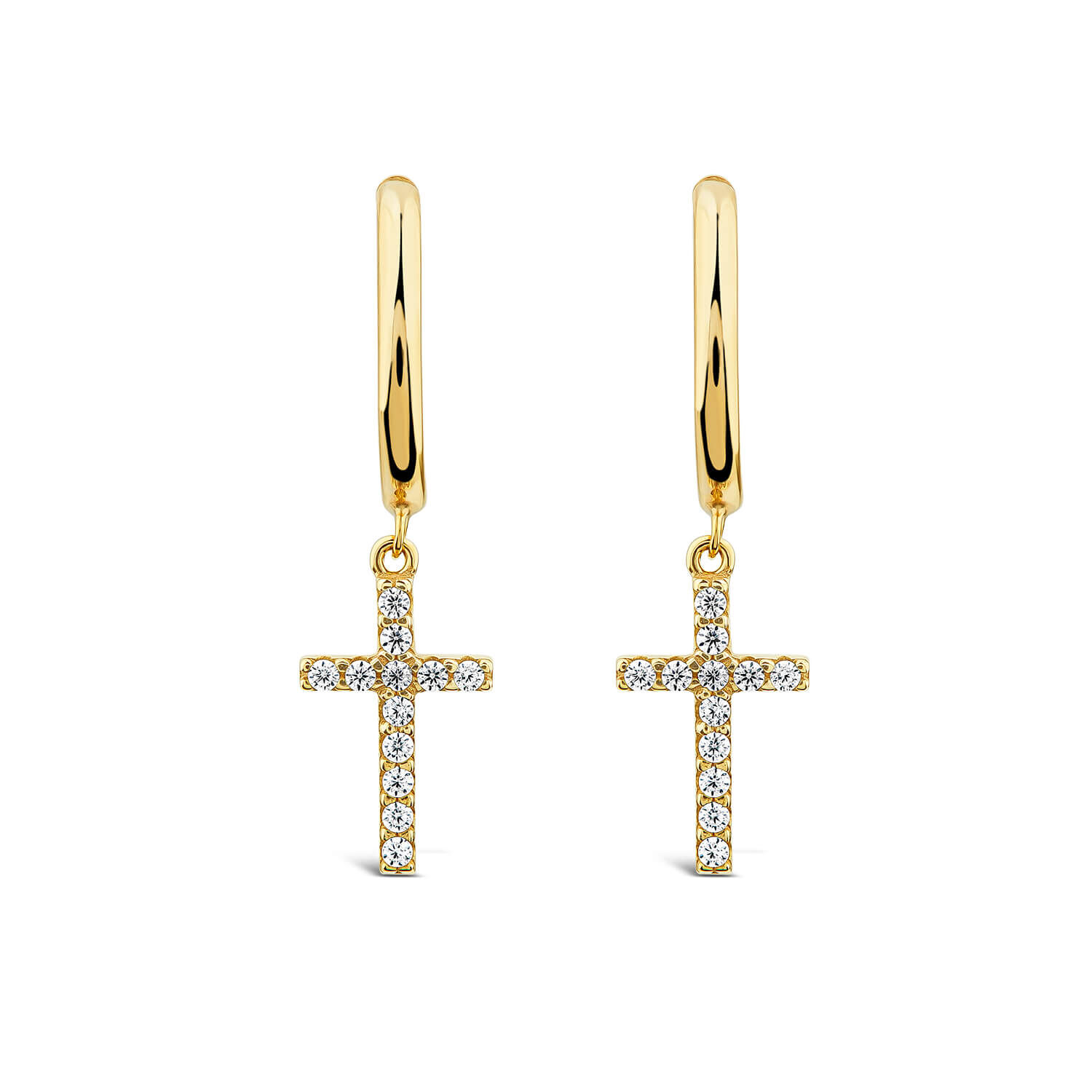 Cross drop hoop shop earrings