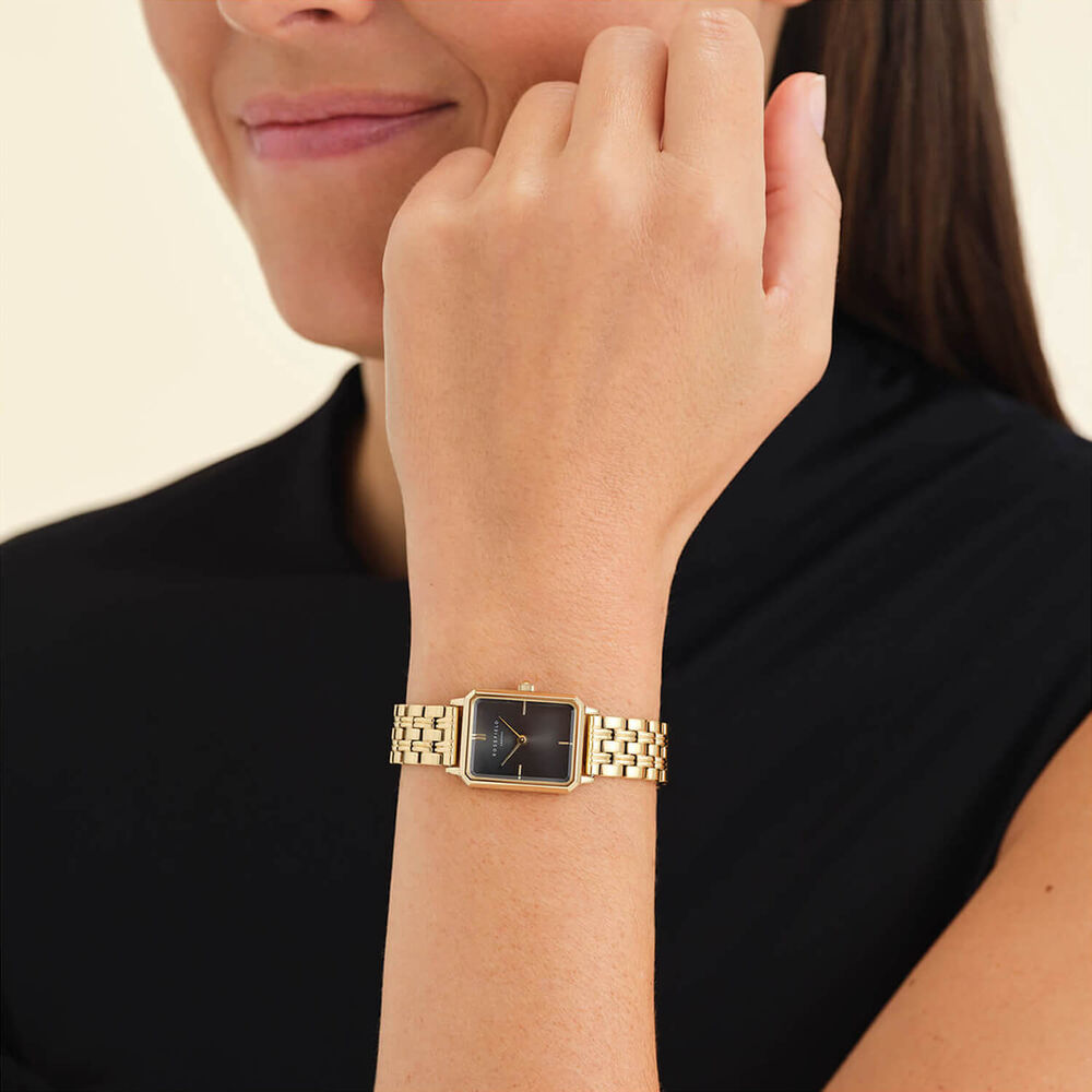 Rosefield Octagon XS Black Gold 19.5x24mm Dial 23k Gold Plated Steel Bracelet Watch image number 2