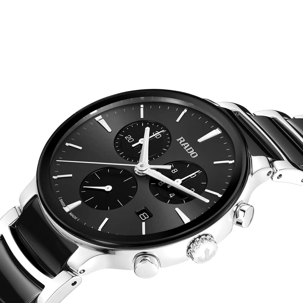 Rado Centrix Chronograph 41mm Black Dial Steel & Ceramic Bracelet Watch image number 1