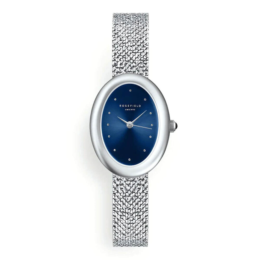 Rosefield Ovale 22x29mm Indigo Blue Dial Stainless Steel Bracelet Watch