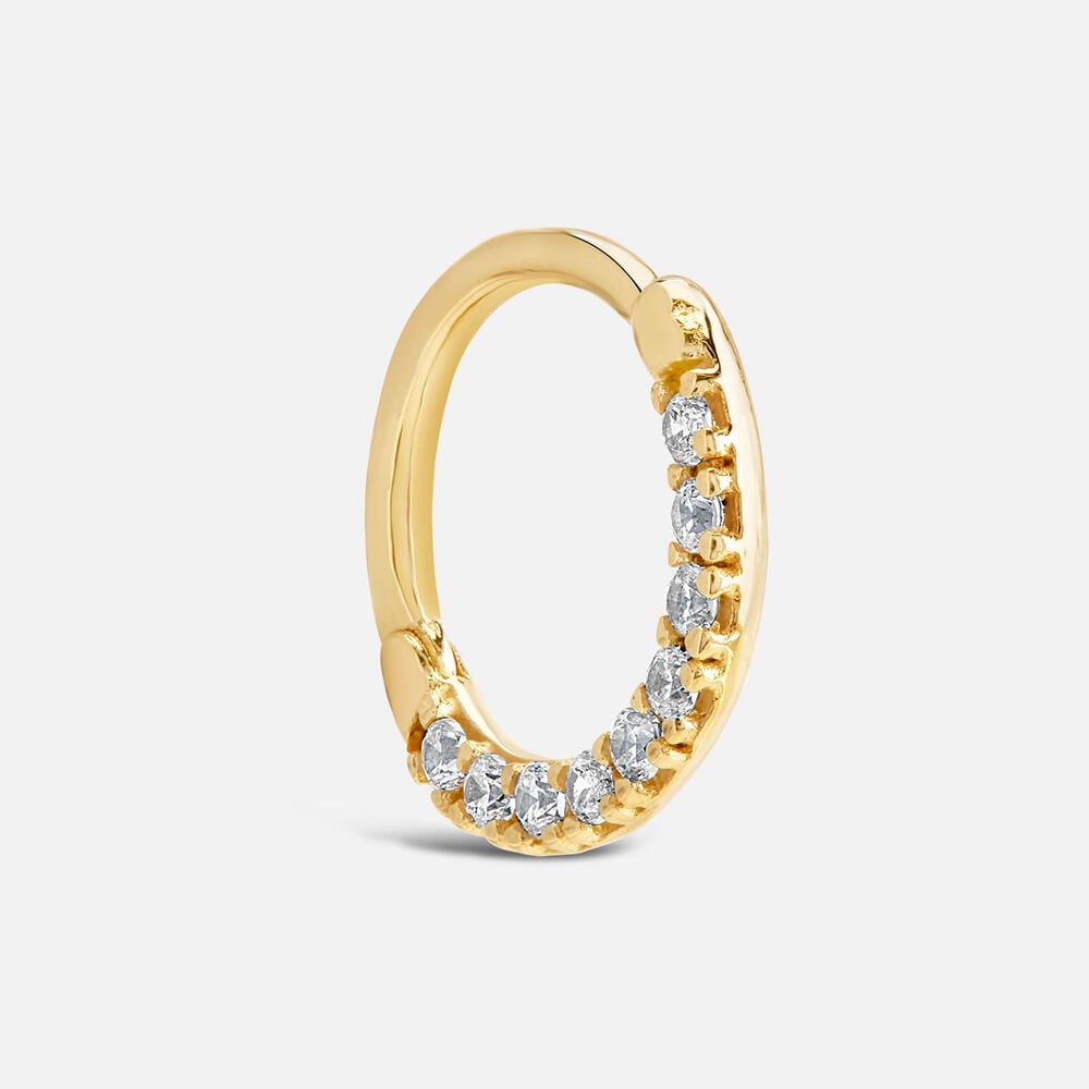 9ct Cubic Zirconia Small Single Hoop Earring