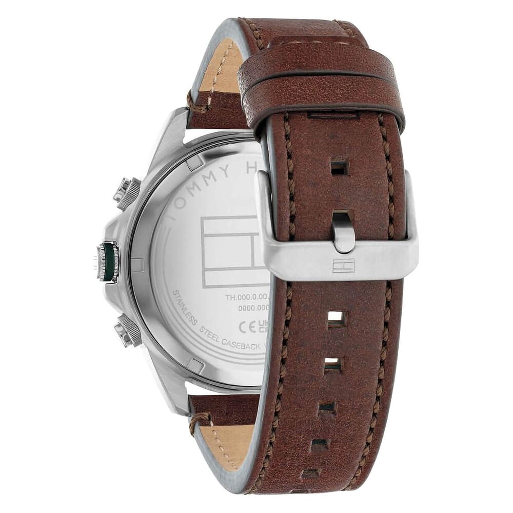Tommy Hilfiger 46mm Green Dial Brown Leather Strap Watch