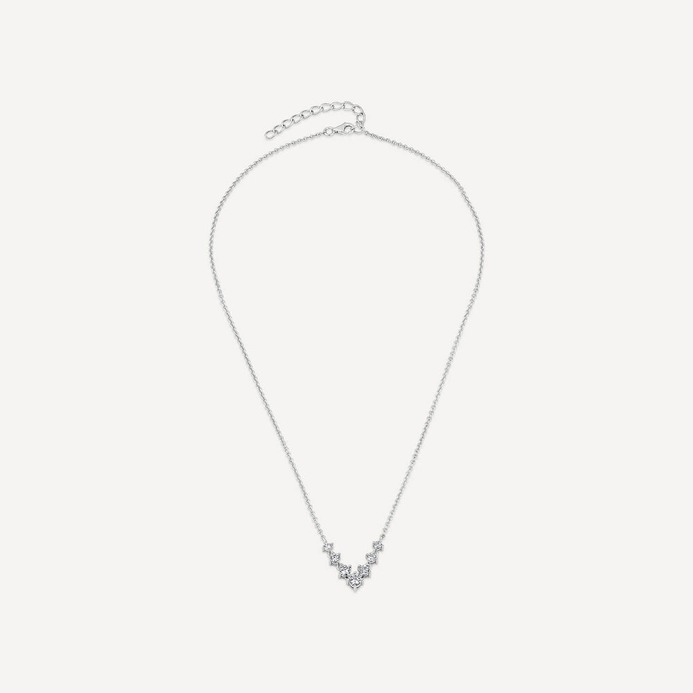 Sterling Silver Cubic Zirconia V-Graduated Hammock Necklet image number 2