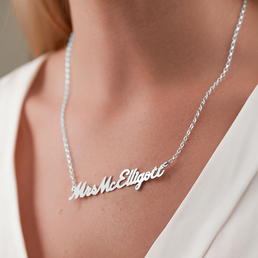 Sterling Silver Personalised Name Necklace (7-10 letters) (Special Order: 3-5 weeks) image number 3