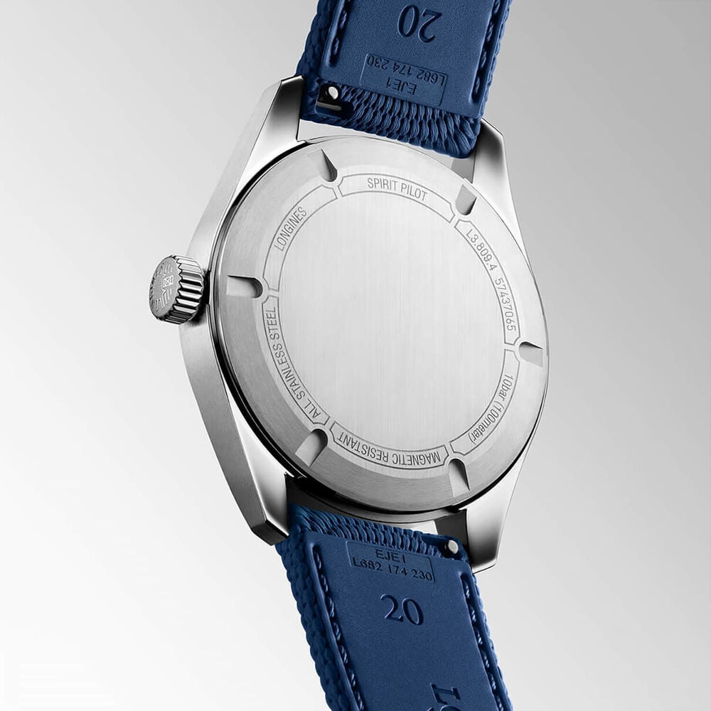 Longines Spirit Pilot 39mm Blue Dial & Blue Rubber Strap Watch