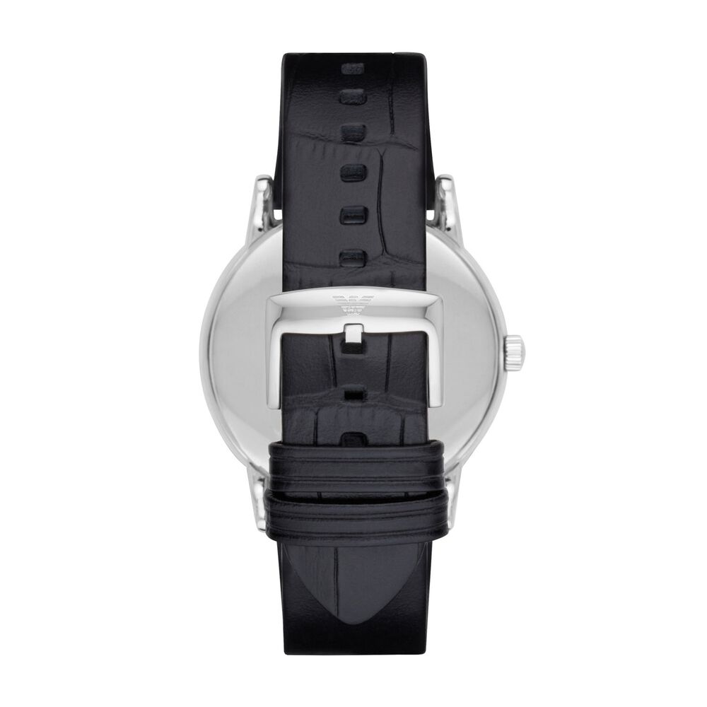 Emporio Armani Menâ€™s Black Dial and Black Leather Strap Watch image number 1