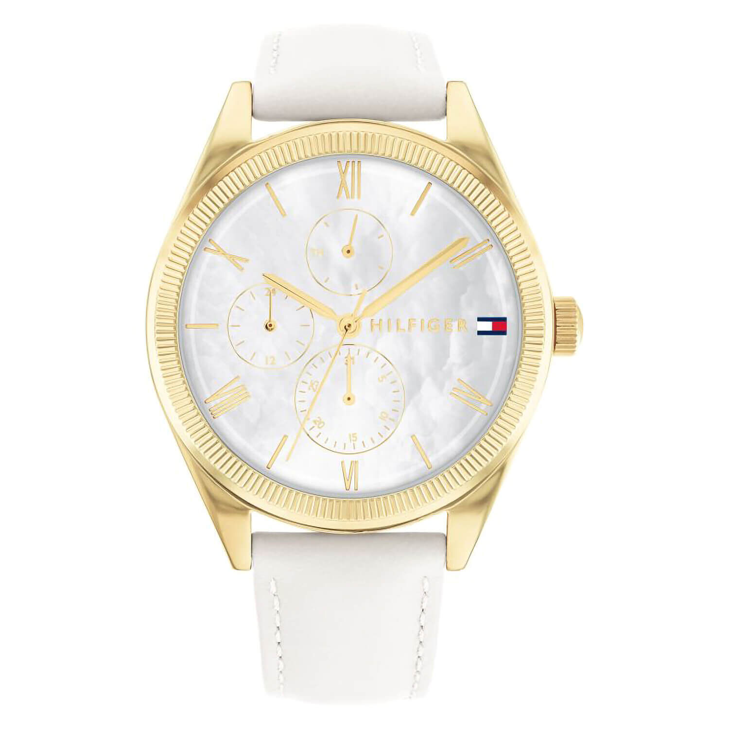 Tommy Hilfiger 38mm White Dial Yellow Gold PVD Strap Watch