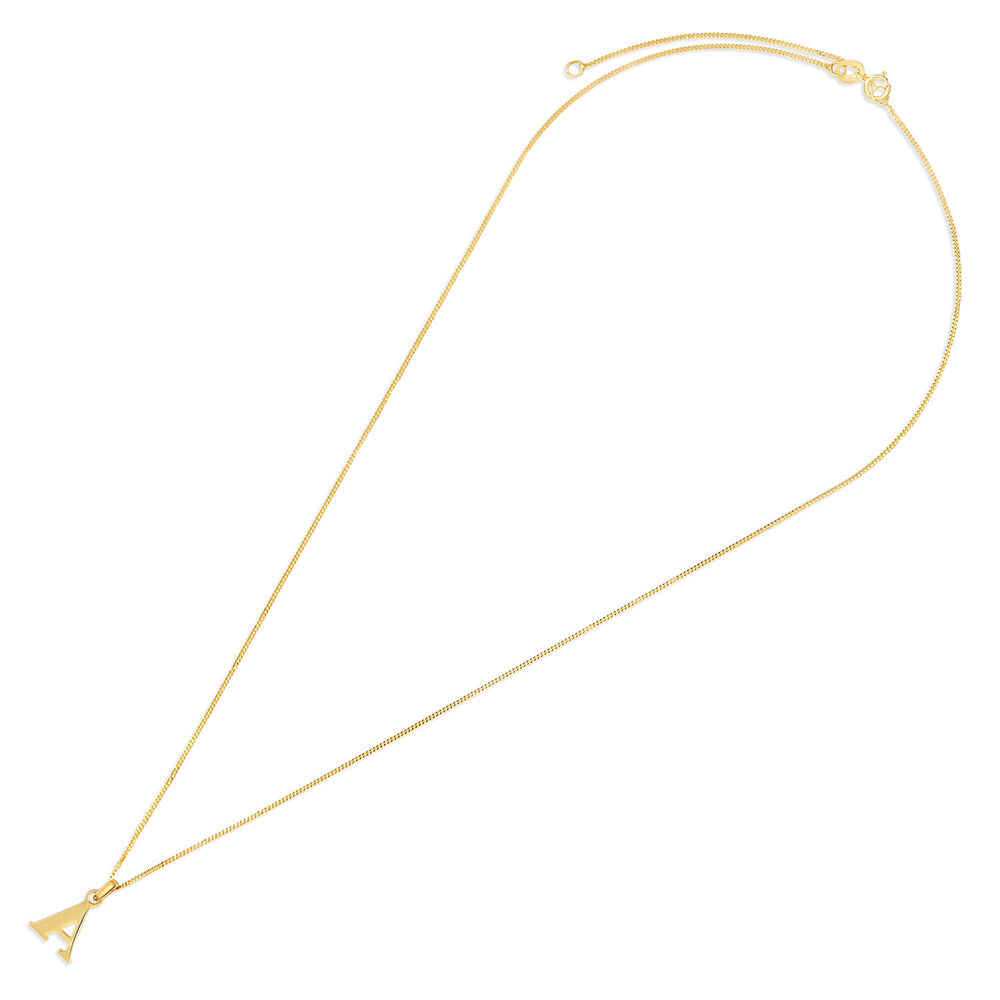 9ct Yellow Gold Plain Initial A Pendant (Chain Included)