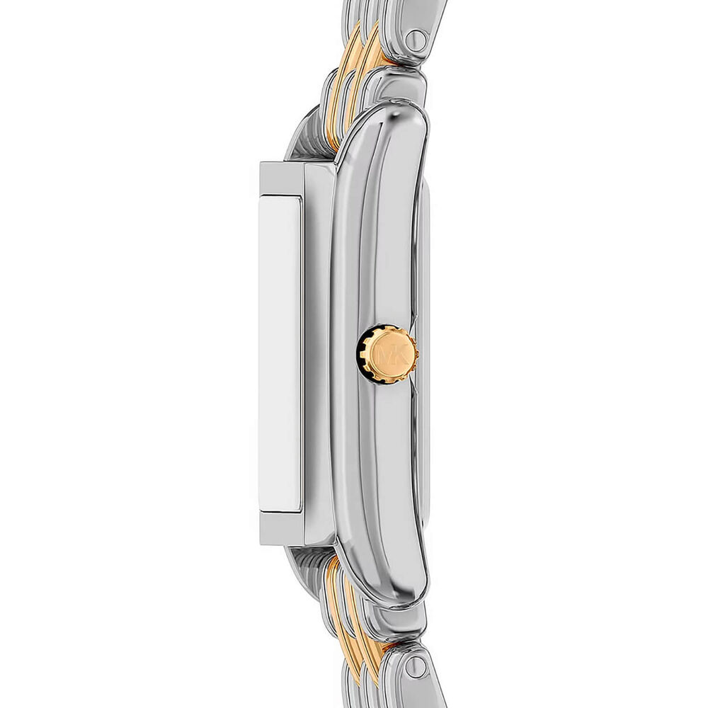 Michael Kors Petite Essex 20x27mm White Dial Two Tone Stainless Steel Bracelet Watch