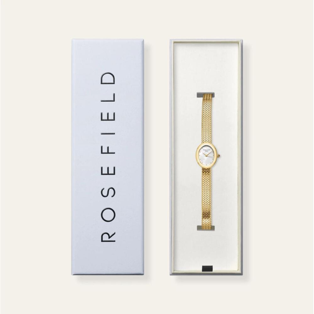 Rosefield Mini Oval Gold 18x22mm MOP Dial Gold Plated Steel Bracelet Watch
