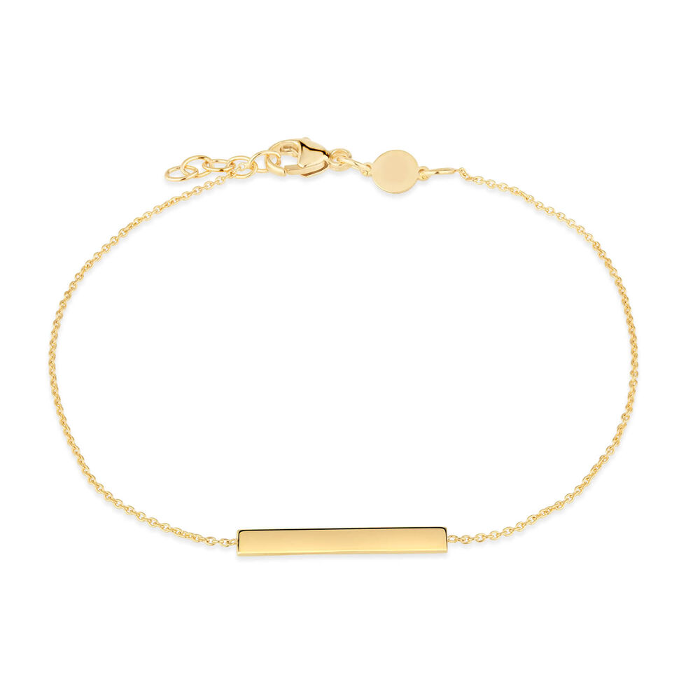 9ct Yellow Gold Plain Rectangular Bar Ladies Chain Bracelet